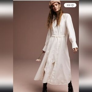 Free People Cream Button-Front Maxi Dress